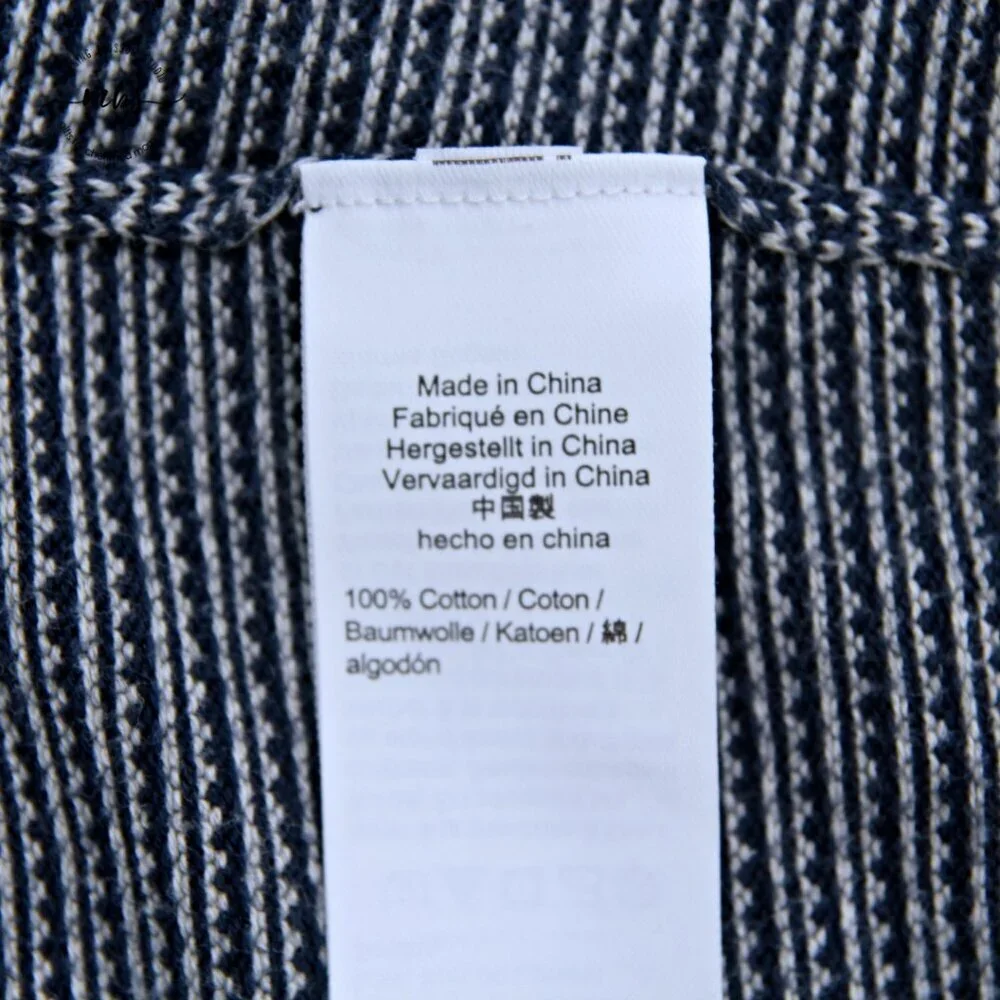 J. Crew Cotton Striped Bird's Eye Stitch Sweater Navy White‎ L